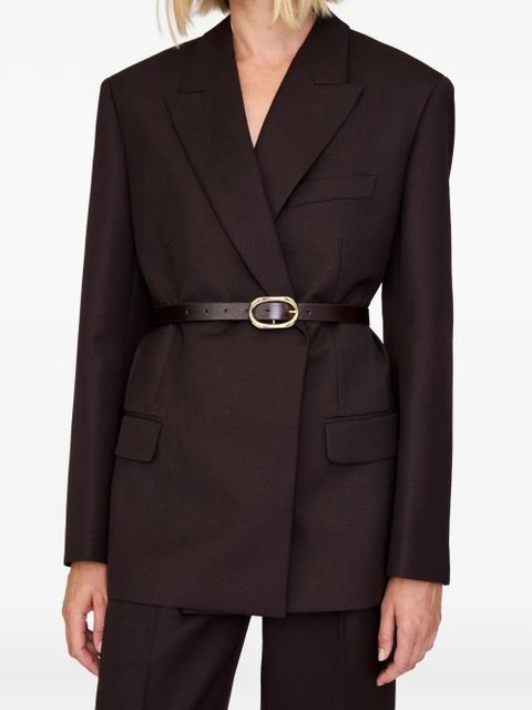 ANINE BING oval-buckle leather belt - Brown