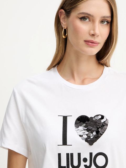 Liu Jo t-shirt bawełniany damski kolor biały MF5345 JS923