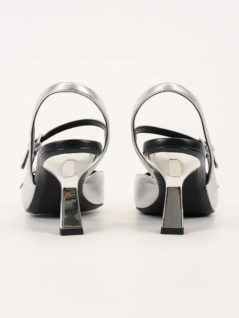 Karl Lagerfeld szpilki skórzane KARMEL kolor srebrny KL33623