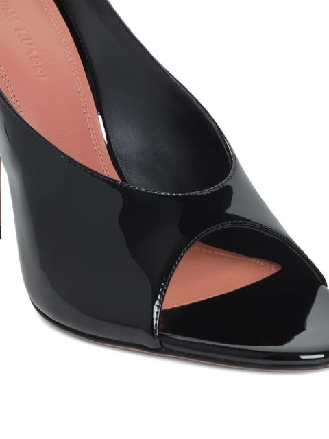 Amina Muaddi 105mm leather heeled sandals - Black