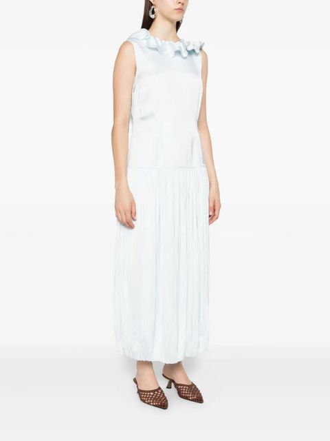 Jil Sander ruffled-neck maxi dress - Blue