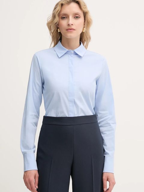 MAX&Co. koszula damska kolor niebieski slim z kołnierzykiem klasycznym 2528116014200 - zdjęcie produktu nr 1