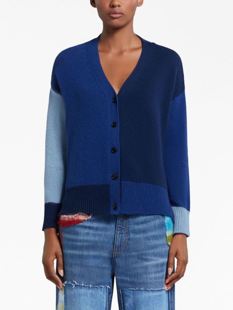 Marni colour-block cashmere cardigan - Blue