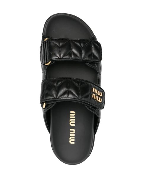 Miu Miu matelassé leather sandals - Black