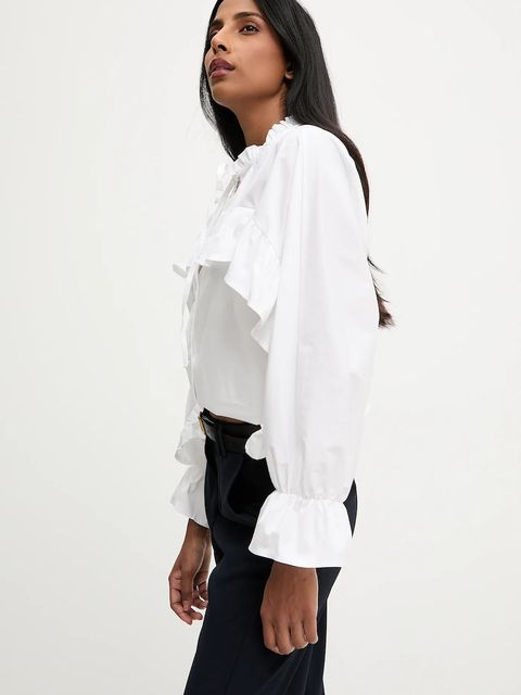 Answear.LAB koszula damska kolor biały relaxed z wiązanym dekoltem - zdjęcie produktu nr 2