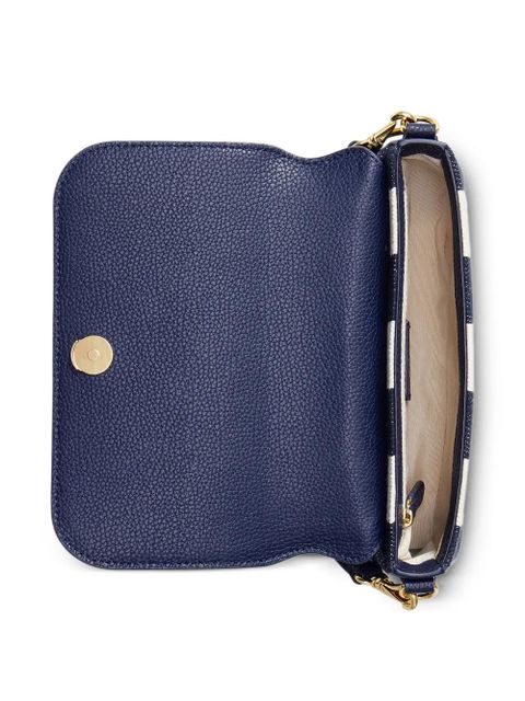 Lauren Ralph Lauren striped logo-plaque shoulder bag - Blue