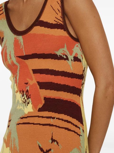 ALEMAIS Palm Island print midi dress - Orange
