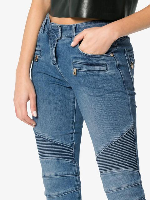 Balmain Blue Moto Skinny Jeans