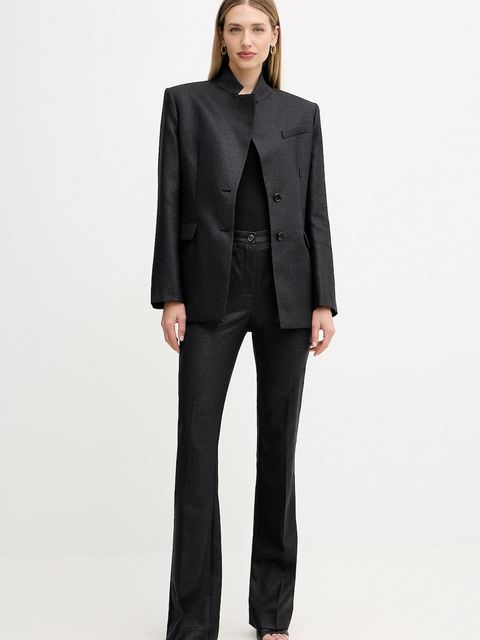 Pinko spodnie z dodatkiem wełny damskie kolor czarny dzwony high waist 106124 A305 - zdjęcie produktu nr 2