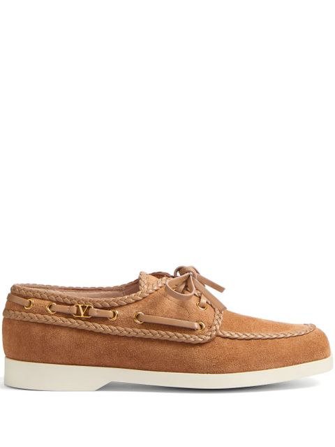 Valentino Garavani palm avenue braided-edge boat shoes - Brown