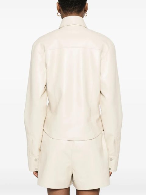 Nanushka faux-leather shirt jacket - Neutrals