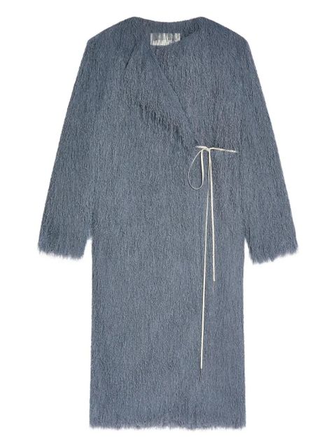 DRIES VAN NOTEN fringed wrap coat - Grey - zdjęcie produktu nr 1