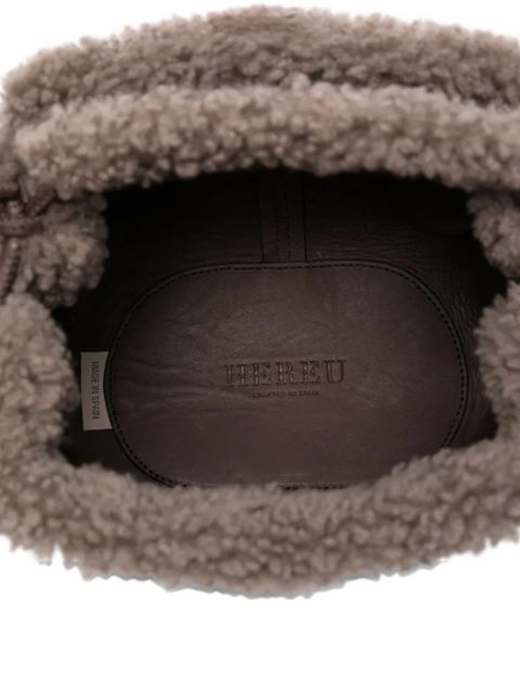 Hereu leather shearling tote bag - Brown
