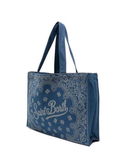 MC2 Saint Barth Paisley-print logo-print tote bag - Blue - zdjęcie produktu nr 2