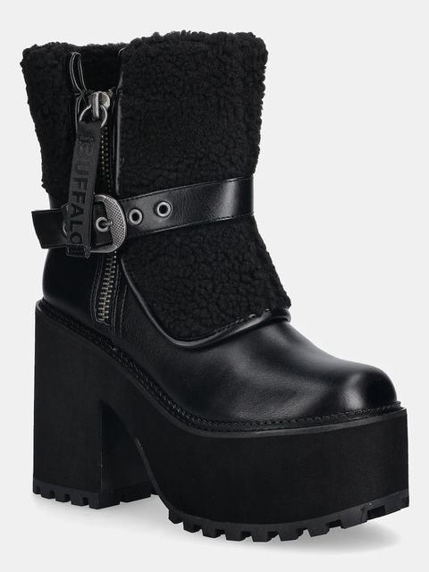 Buffalo botki Killah Fold Boot Warm damskie kolor czarny na słupku 1220081-BLK - zdjęcie produktu nr 1