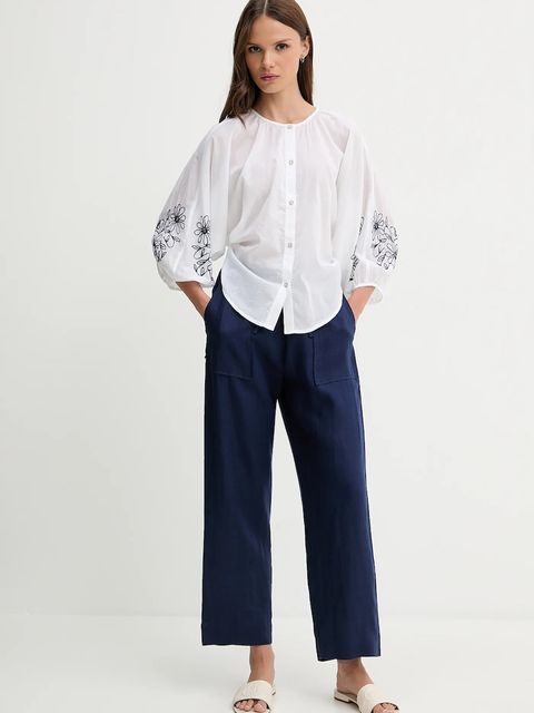 United Colors of Benetton koszula bawełniana damska kolor biały regular 5VZCDQ0BN - zdjęcie produktu nr 2