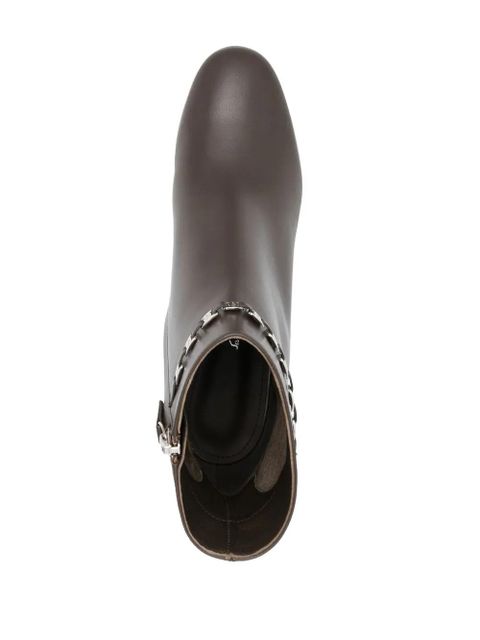 Ferragamo chain-link leather ankle boots - Brown