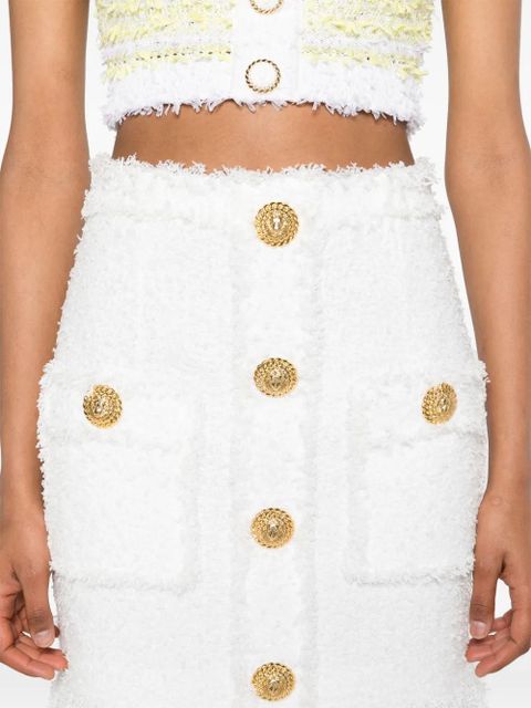 Balmain high-waist tweed miniskirt - White