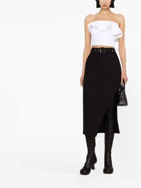 Alexander McQueen belted-waist mid-length skirt - Black