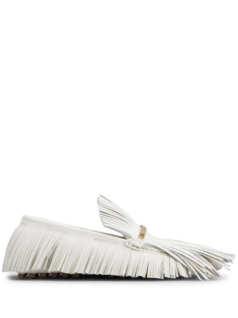 Tod's logo-plaque franged leather loafers - White - zdjęcie produktu nr 1