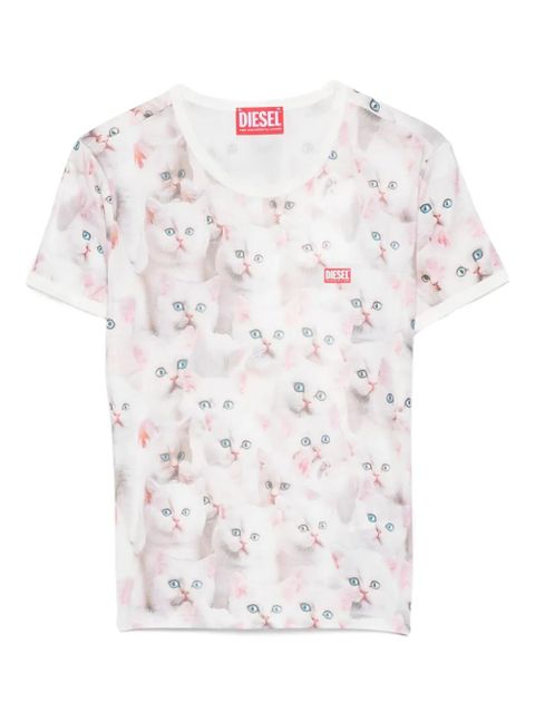 Diesel all-over cat-print short-sleeved T-shirt - White - zdjęcie produktu nr 1