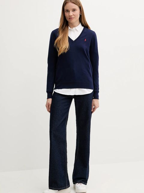 Polo Ralph Lauren sweter bawełniany damski kolor granatowy lekki 211972105 - zdjęcie produktu nr 2