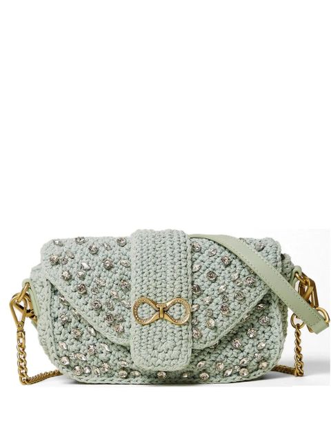 TWINSET crystal-embellished crochet shoulder bag - Blue - zdjęcie produktu nr 1