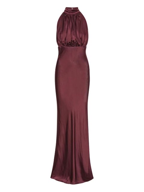 ROTATE BIRGER CHRISTENSEN high-neck silk maxi dress - Red - zdjęcie produktu nr 1