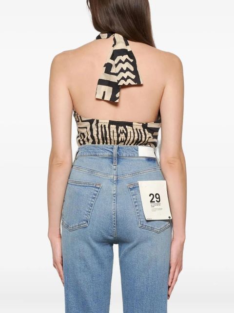 Johanna Ortiz halterneck print top - Black