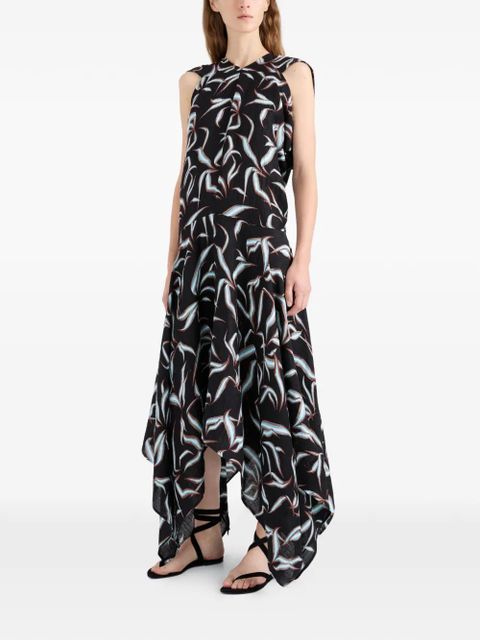 Proenza Schouler Sybella matelassé-effect asymmetric midi dress - Black