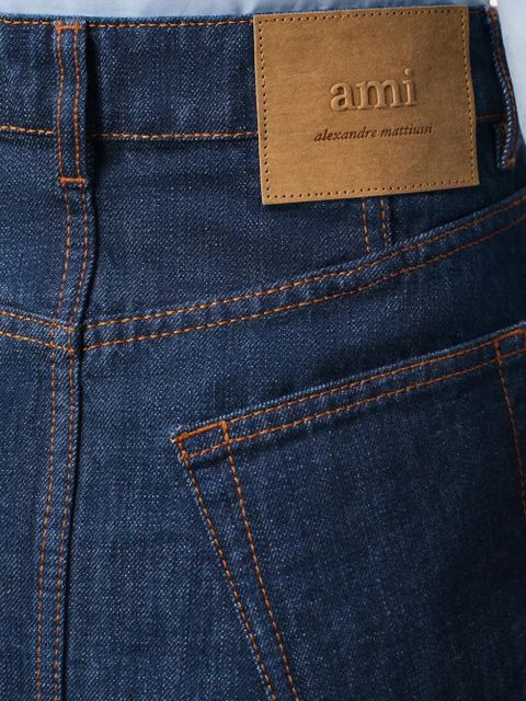 AMI Paris raw denim long midi skirt - Blue