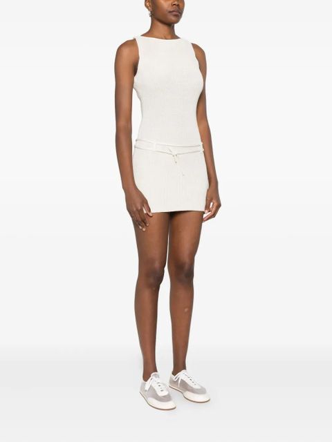 Aya Muse Zeal belted ribbed mini dress - Neutrals