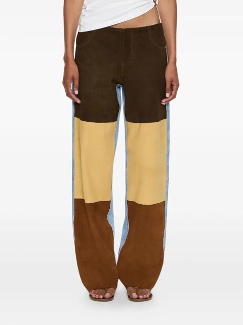 Christopher Esber suede-panelled denim trousers - Brown - zdjęcie produktu nr 1