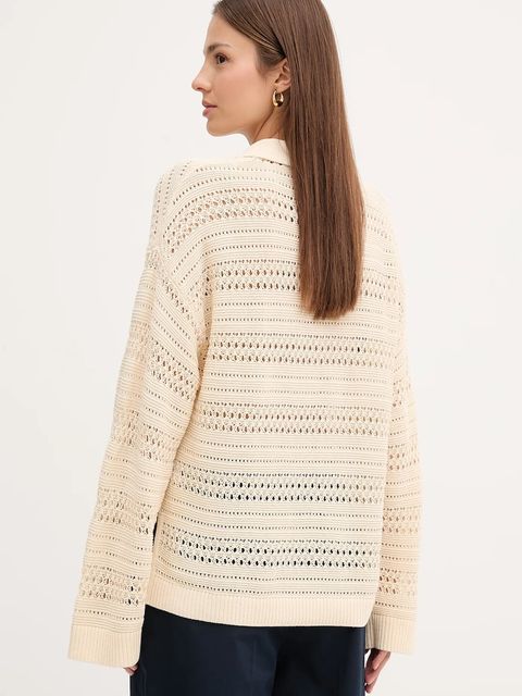 Tommy Hilfiger sweter damski kolor beżowy lekki WW0WW46524