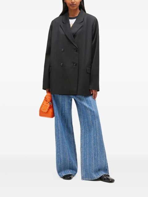 GANNI Calendered double-breasted blazer - Grey