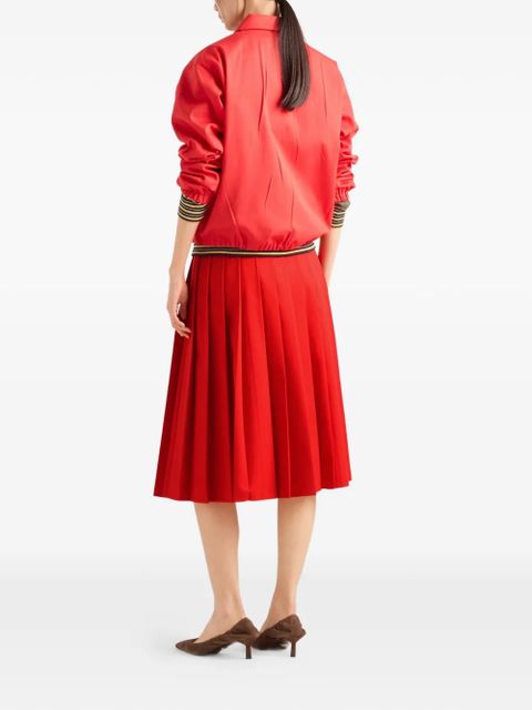 Prada pleated gabardine midi-skirt - Red