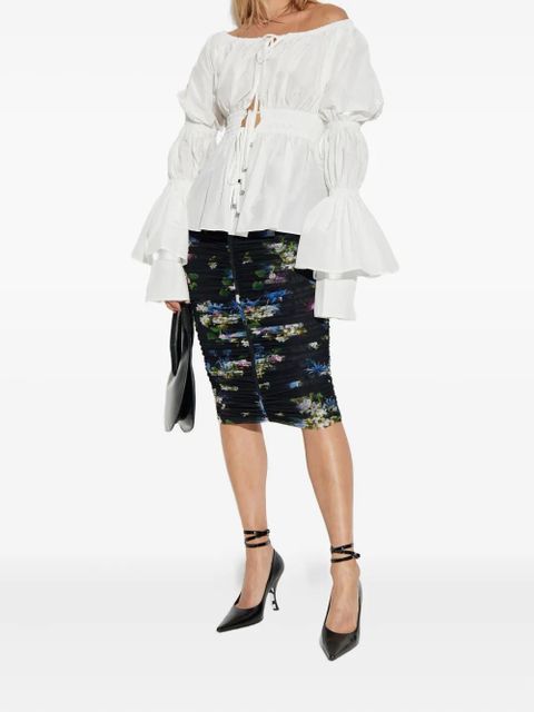 Blumarine off-shoulder puff-sleeve top - White - zdjęcie produktu nr 2