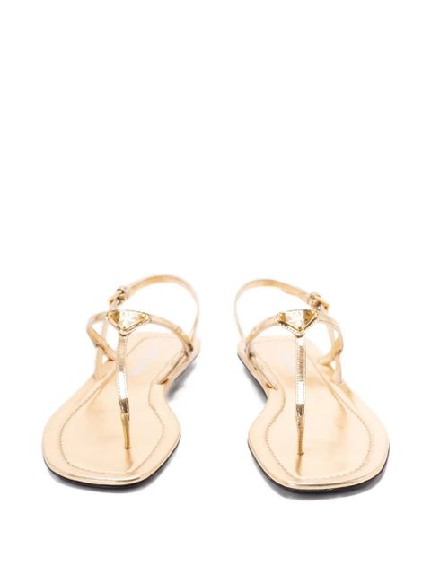 Prada leather buckle strap sandals - Gold
