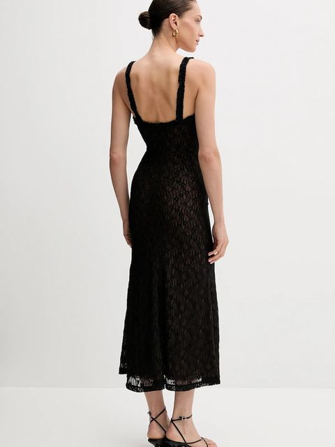 Bardot sukienka kolor czarny maxi rozkloszowana 59964DB