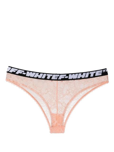Off-White logo-waistband lace briefs - Neutrals - zdjęcie produktu nr 2
