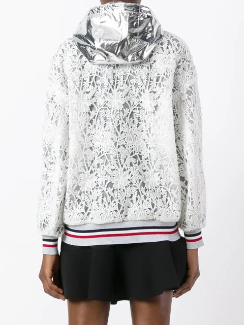 Moncler embroidered hooded jacket - White