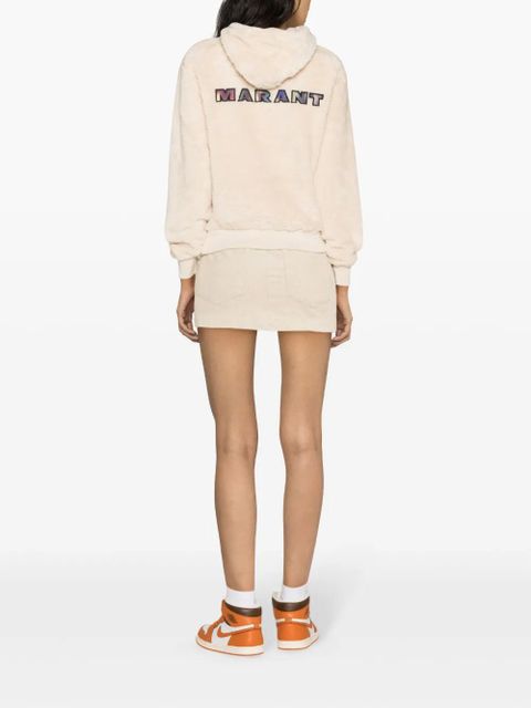 MARANT ÉTOILE Maeva logo-embroidered fleece hoodie - Neutrals