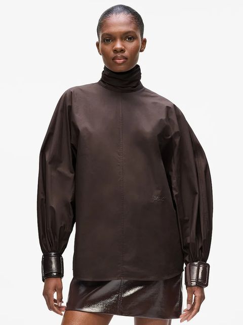 Karl Lagerfeld bluzka damska kolor brązowy gładka A4W11013 - zdjęcie produktu nr 1