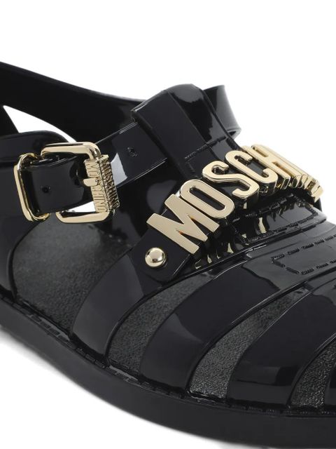 Moschino logo buckle sandals - Black