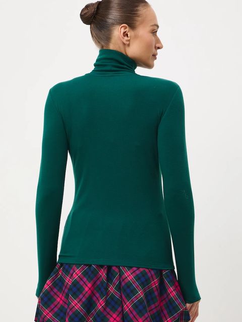 Medicine longsleeve z wełną kolor zielony z golfem