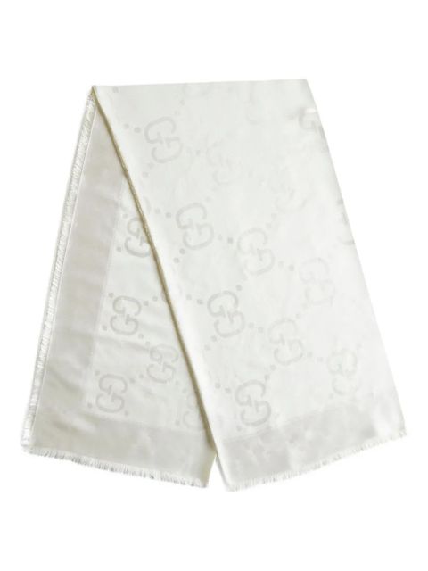 Gucci patterned-jacquard silk scarf - White