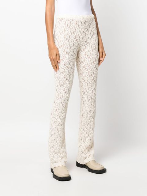 Chloé floral-lace bootcut trousers - Neutrals