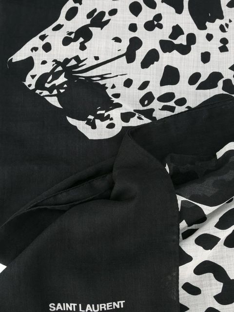 Saint Laurent leopard print scarf - Black