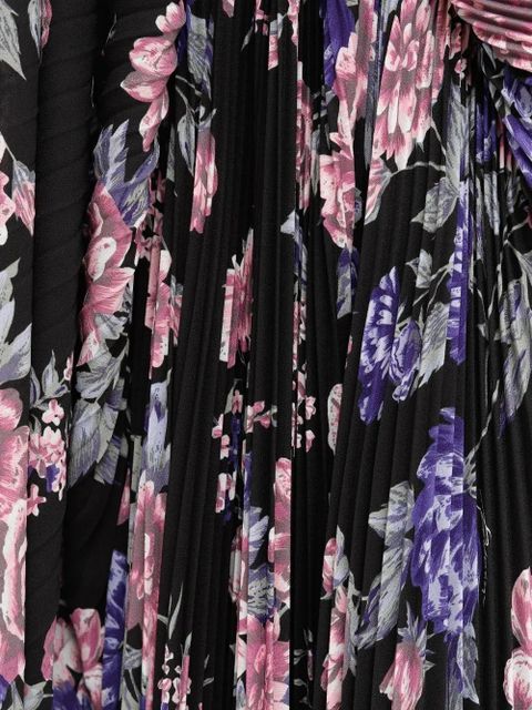 Balenciaga floral-print pleated maxi dress - Black - zdjęcie produktu nr 2