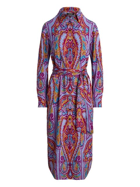 Lauren Ralph Lauren paisley-pattern buttoned shirt midi dress - Purple - zdjęcie produktu nr 1